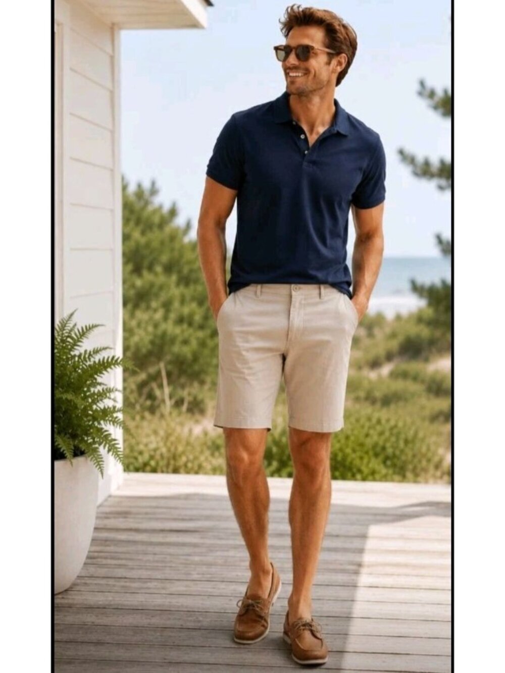 Banana Republic Mens Aiden Club Short  Preppy Casual Stretch Size 35 Tan